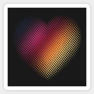 Linear Gradient on Halftone Heart (Black) Sticker